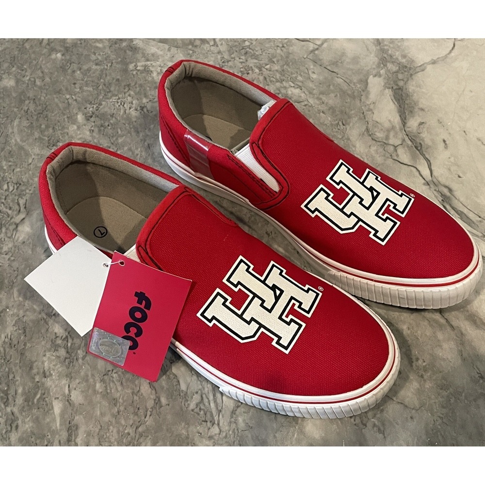 UNIVERSITY OF HOUSTON‎ UH SLIP ON SHOES PHI SLAMMA MENS 7 WOMENS 8.5 RED WHITE